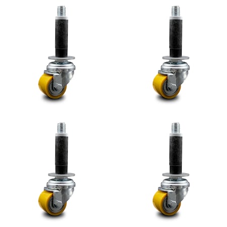 Service Caster Low Profile Polyurethane 35mm Wheel 3/4 Inch Expanding Stem Caster, 4PK SCC-EX04S13810-PUB-34-4